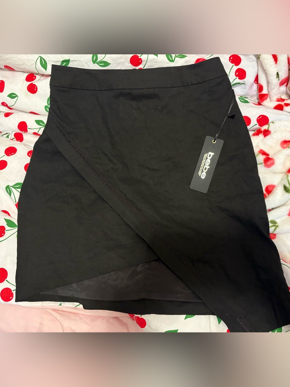 NWT Bebe Black Asymmetric Wrap Skirt